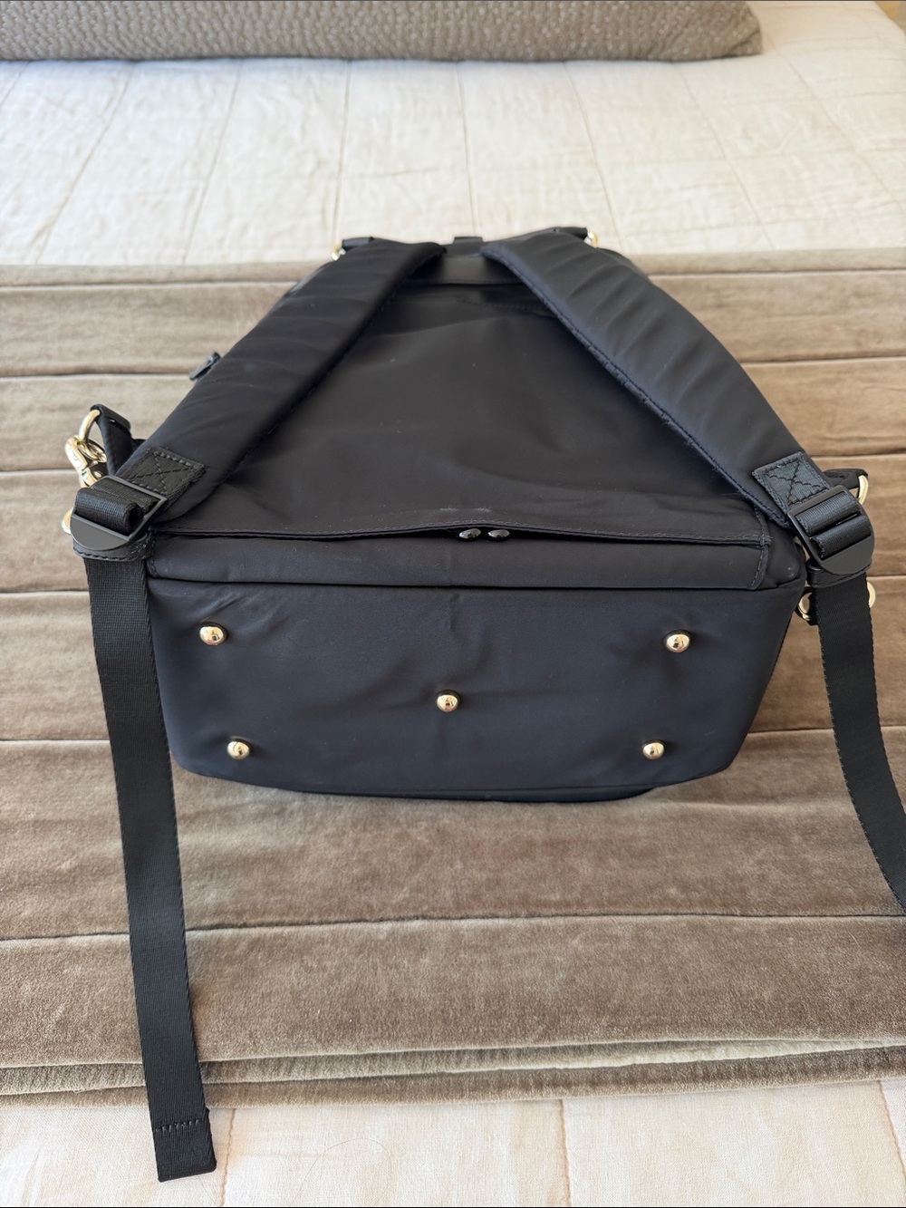 Lo & Sons Rowledge Black Backpack with Gold Hardware - Picture 9 of 10